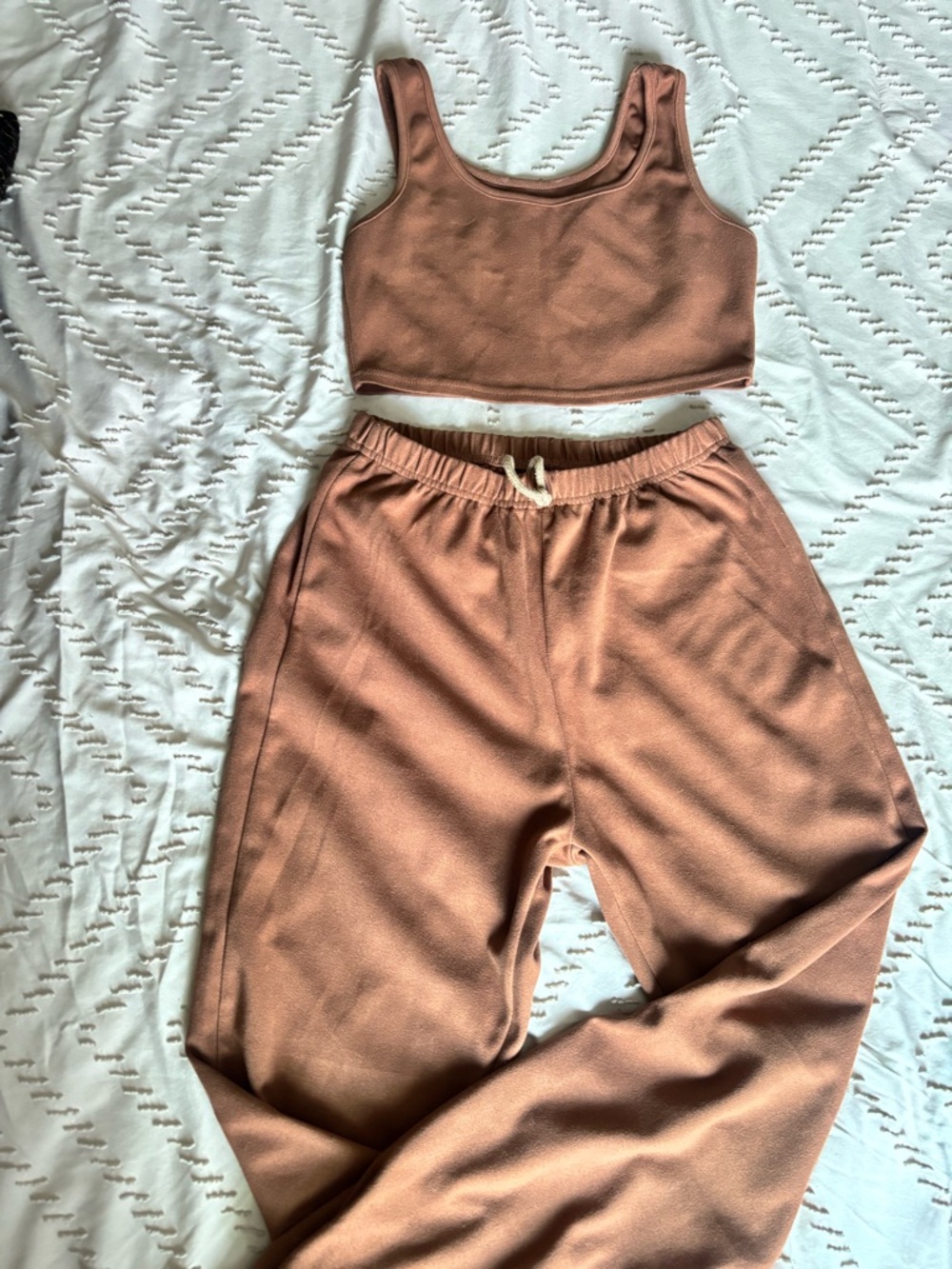 Copper Rust Cropped Tank and Drawstring Joggers Set